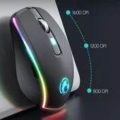 iMICE G903 Bluetooth Çift Mod 6 Tuşlu Sessiz Kablosuz Oyun Mouse Gri - 6
