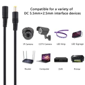 8A 5.5 x 2.5mm Dişi Erkek DC Güç Uzatma Kablosu 1 Metre Siyah - 6