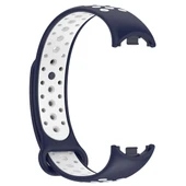 Xiaomi Mi Band 8 Spor İki Renkli Silikon Saat Kayışı Gece Mavisi Beyaz - 3