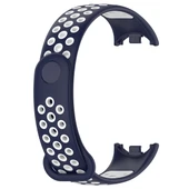 Xiaomi Mi Band 8 Spor İki Renkli Silikon Saat Kayışı Gece Mavisi Beyaz - 4