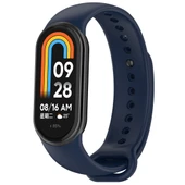 Xiaomi Mi Band 8 Paslanmaz Çelik Toka Silikon Saat Kayışı Gece Mavisi - 1