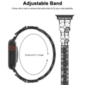 Apple Watch Series 5 40mm Siyah Beyaz Metal Elmas Desenli Saat Kordonu - 2