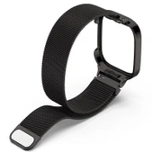 Xiaomi Redmi Watch 3 ve Mi Watch Lite 3 Uyumlu Siyah Milan Metal Saat Kordonu ve Çerçevesi - 3