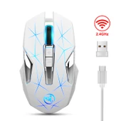 HXSJ T300 Kablosuz Mouse 7 Tuş 2400 DPI Renkli Işıklı Beyaz - 1