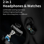 K50 108 İnç Silikon Kordonlu Kulaklıklı IP67 Su Geçirmez Akıllı Saat Bluetooth Arama Destekli Siyah - 9