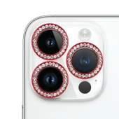iPhone 14 Pro Kamera Lens Koruyucu Film 9H Nokta Delikli Kırmızı - 1