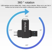 Lenovo Thinkplus MU252 USB 3.1 ve USB-C Tip C 64GB Siyah Flash Bellek - 5