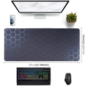 Kaymaz Kauçuk Kumaş Yüzeyli Oyun Mouse Matı Klavye Pedi 80x30x02 cm Mavi Petek Desenli - 6