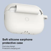 AirPods Pro 2 Kalınlaştırılmış Tek Parça Darbeye Dayanıklı Kulaklık Kılıfı Off White - 4