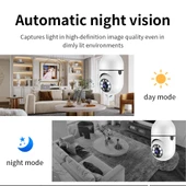 A6 2MP HD Ampul WiFi Kamera Hafıza Kartı Olmadan Hareket Algılama İki Yönlü Ses Gece Görüşü - 7