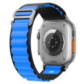 Naylon Saat Kayışı Apple Watch Serisi 8 7 45mm SE 2 6 5 4 44mm 3 2 1 42mm Siyah Mavi - 2