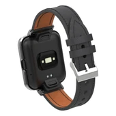 Xiaomi Mi Watch Lite Redmi Watch Siyah Hakiki Deri Metal Kasa Entegre Saat Kayışı - 4
