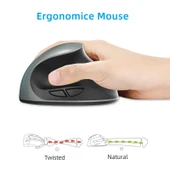 X10 2.4G Kablosuz Şarjlı Dikey Ergonomik Oyun Mouse Gri - 3