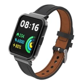 Xiaomi Mi Watch Lite Redmi Watch Siyah Hakiki Deri Metal Kasa Entegre Saat Kayışı - 1