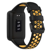 Xiaomi Mi Band 7 Pro Nefes Alabilir Spor TPU Saat Kayışı Siyah Sarı - 1