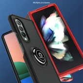 Samsung Galaxy Z Fold4 Q Shadow 1 Serisi TPU ve PC Malzemeli Siyah Telefon Kılıfı ve Tutucu - 5