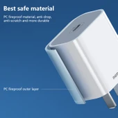 REMAX RP-U79 Hız Serisi 20W USB-C Çoklu Uyumluluk Hızlı Şarj Cihazı EU Fiş Beyaz - 6