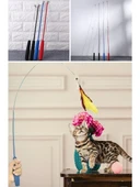 Teleskopik Tüylü ve Çanlı Boyu Ayarlanabilir Elastik Eğlenceli Peluş Kedi Oyun Oltası - 2