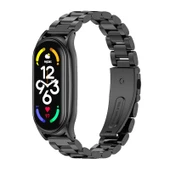 Xiaomi Mi Band 7 ve 7 NFC Uyumlu MIJOBS Üç Boncuklu Siyah Paslanmaz Çelik Saat Kayışı - 1