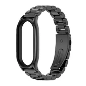 Xiaomi Mi Band 7 ve 7 NFC Uyumlu MIJOBS Üç Boncuklu Siyah Paslanmaz Çelik Saat Kayışı - 2