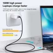 2 Metre 10Gbps USB C Dişi Erkek Dirsekli Şarj ve Data Uzatma Kablosu - 3