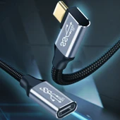2 Metre 10Gbps USB C Dişi Erkek Dirsekli Şarj ve Data Uzatma Kablosu - 2