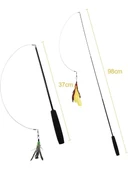 Teleskopik Tüylü ve Çanlı Boyu Ayarlanabilir Elastik Eğlenceli Peluş Kedi Oyun Oltası - 5