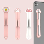 Apple Pencil 1 ve 2 Uyumlu Beyaz Kedi Pati Silikon Manyetik Kalem Tutucu - 2