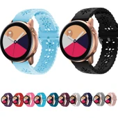 Samsung Galaxy Watch4 20mm Pembe Erik Çiçeği Desenli Silikon Saat Kayışı - 5