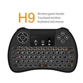 H9 2.4GHz Mini Kablosuz Hava Mouse QWERTY Klavye Beyaz Arka Işıklı ve Dokunmatik Yüzeyli PC TV için Siyah - 3