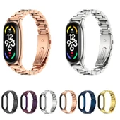 Xiaomi Mi Band 7 ve 7 NFC Uyumlu MIJOBS Üç Boncuklu Siyah Paslanmaz Çelik Saat Kayışı - 3