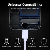 USB den USB C Tipi Bakır Çekirdekli Şarj Kablosu 50cm Siyah - 6