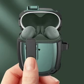 Google Pixel Buds A Kulaklık Koruyucu Kılıf Anahtarlı ve Kancalı Siyah Kırmızı - 3