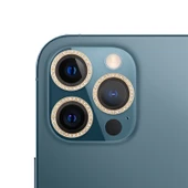 iPhone 12 Pro Max Kamera Lens Koruyucu Halkası 9H Sertlik Altın - 1