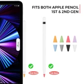Apple Pencil 1 ve 2 Uyumlu Silikon Uç Kapağı Seti 8 Parça Karışık Renk - 2
