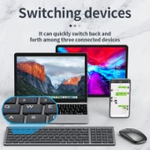 109 Üç Modlu Kablosuz Bluetooth Klavye Mouse Seti Gri - 5