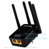 Kablosuz Akıllı WiFi Router Tekrarlayıcı 4 Antenli Beyaz US Priz - 4