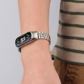 Xiaomi Mi Band 6 5 Uyumlu Yedi Boncuklu Paslanmaz Çelik Saat Kayışı Gümüş Rose Gold - 7