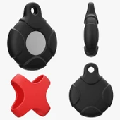 Apple AirTag Su Geçirmez Koruyucu Silikon Kılıf Siyah Kırmızı - 3