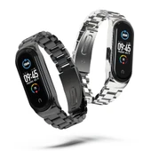 Xiaomi Mi Band 6 5 4 3 Uyumlu Mijobs CS Metal Üç Boncuklu Paslanmaz Çelik Saat Kayışı Gümüş - 5