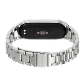 Xiaomi Mi Band 6 5 4 3 Uyumlu Mijobs CS Metal Üç Boncuklu Paslanmaz Çelik Saat Kayışı Gümüş - 3