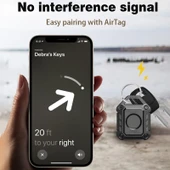 Apple AirTag Uyumlu Turuncu TPU Darbeye Dayanıklı Koruyucu Kılıf Anahtarlık Halkalı - 5