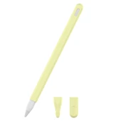 Apple Pencil 2 Uyumlu Sarı Silikon Kalem Kılıfı Seti 3 in 1 - 1