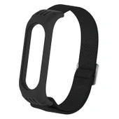 Xiaomi Mi Band 3 4 5 Uyumlu Siyah Twill 8 Şekilli Tokalı Esnek Saat Kayışı - 1