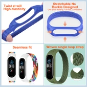 Xiaomi Mi Band 6 5 4 3 Uyumlu Siyah Beyaz Naylon Elastik Örgü Saat Kayışı L Boy 170mm - 3