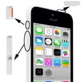 iPhone 5C Uyumlu 3ü1 Arada Sessiz Güç ve Ses Butonu Beyaz - 1