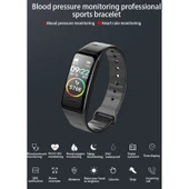 C1 0.96 İnç Renkli Ekran IP67 Su Geçirmez Akıllı Bileklik Siyah Uyku Nabız ve Tansiyon Ölçer - 2