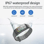 C1 0.96 İnç Renkli Ekran IP67 Su Geçirmez Akıllı Bileklik Siyah Uyku Nabız ve Tansiyon Ölçer - 5