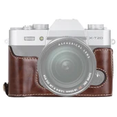FUJIFILM X-T10 X-T20 Uyumlu Kahverengi PU Deri Kamera Yarım Kılıf Tabanı 1 4 İnç Vida - 1