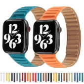 Apple Watch Deri Loop Kordon Kırmızı 38mm 40mm 41mm Uyumlu - 4